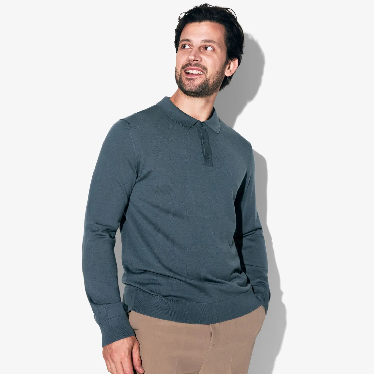 Pull-Jules Polo col boutonné en maille en laine de mérinos Vert