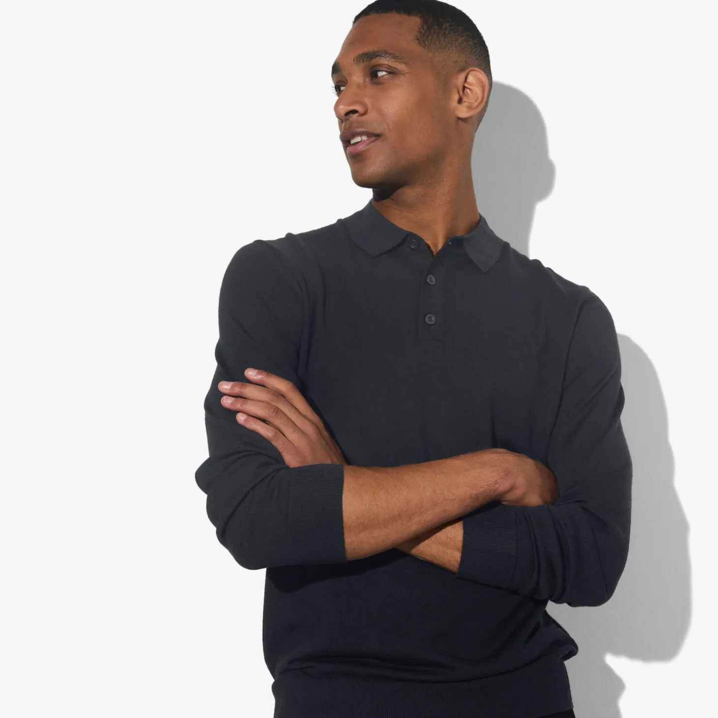 Pull-Jules Polo col boutonné en maille en laine de mérinos Noir