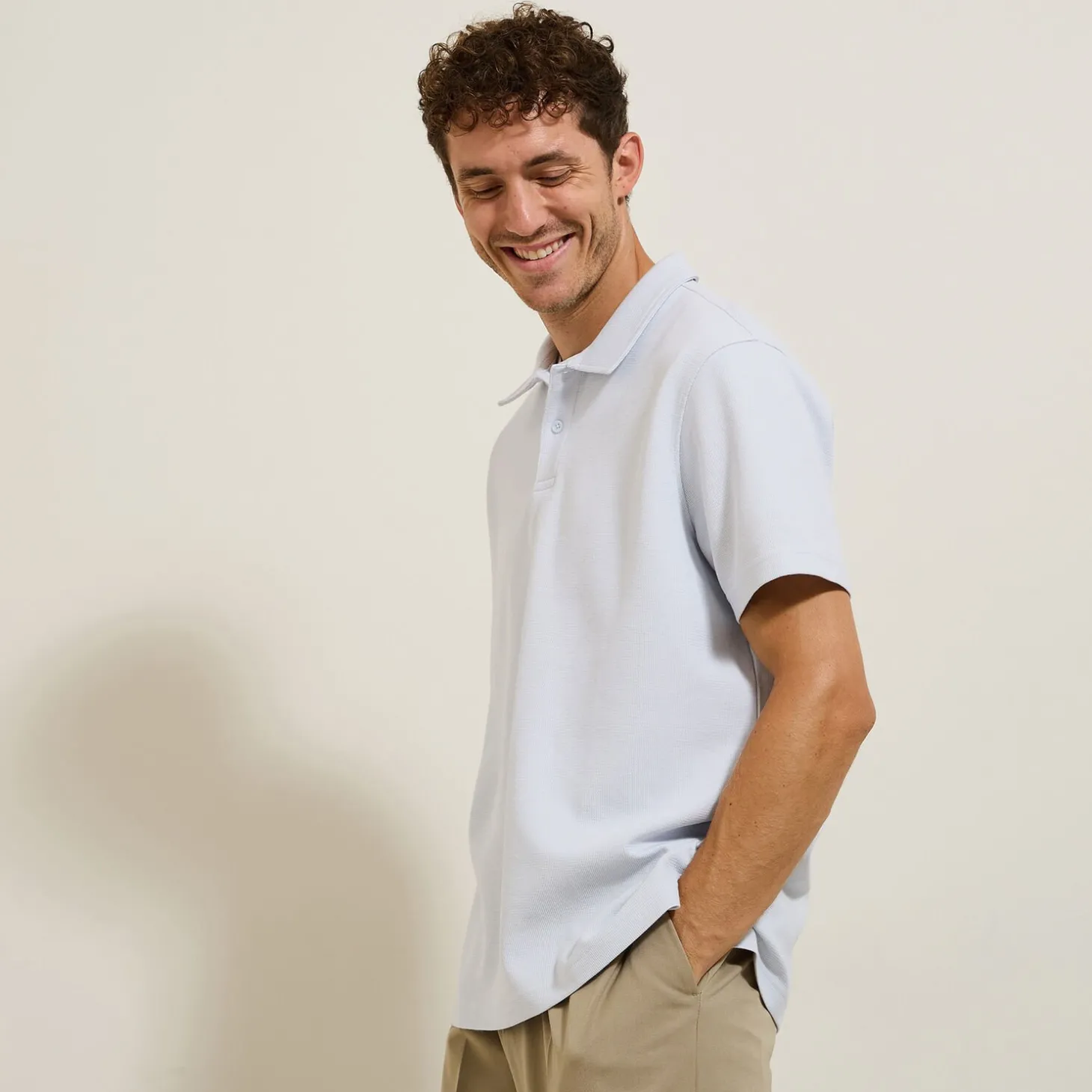 Smart Casual | Polo-Jules Polo manches courtes relax uni texturé Grisclair