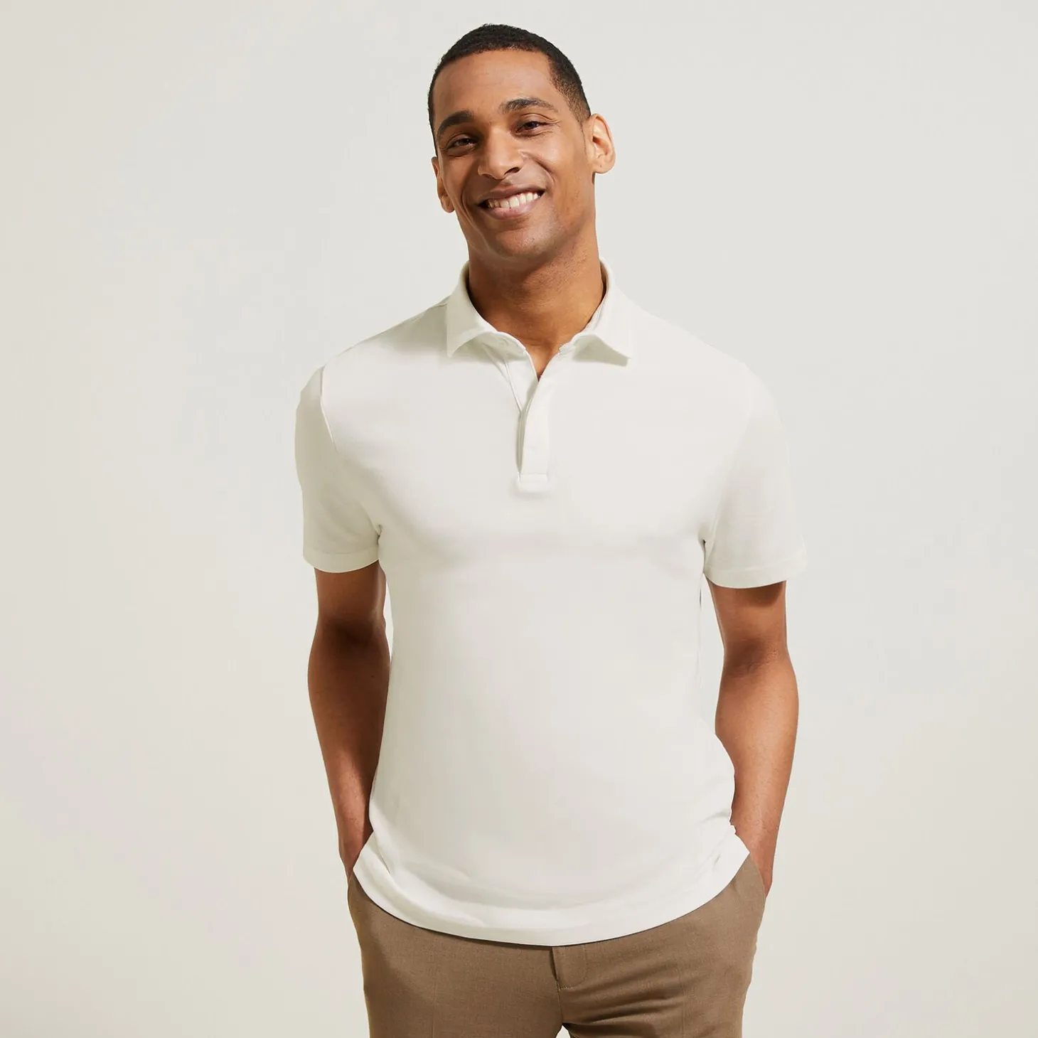 Smart Casual | Polo-Jules Polo manches courtes slim uni col italien Blanc