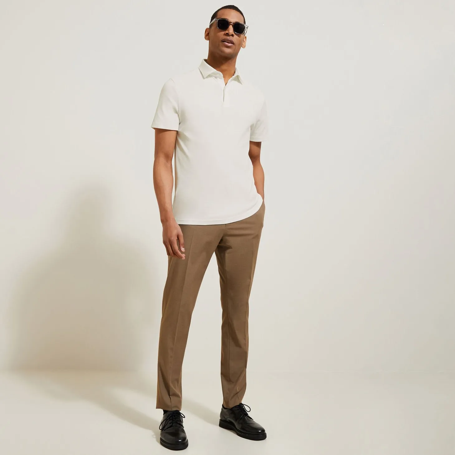 Smart Casual | Polo-Jules Polo manches courtes slim uni col italien Blanc