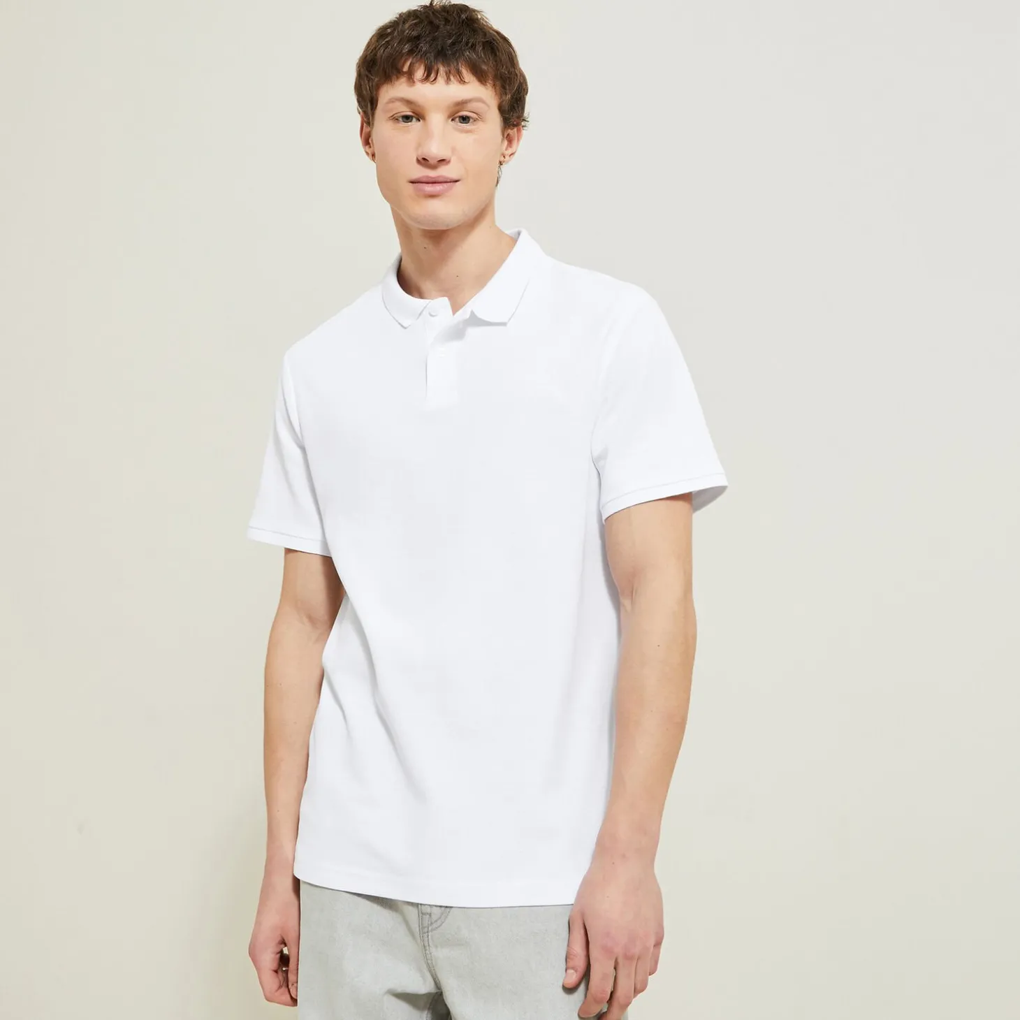 Smart Casual | Polo-Jules Polo manches courtes uni piqué Blanc