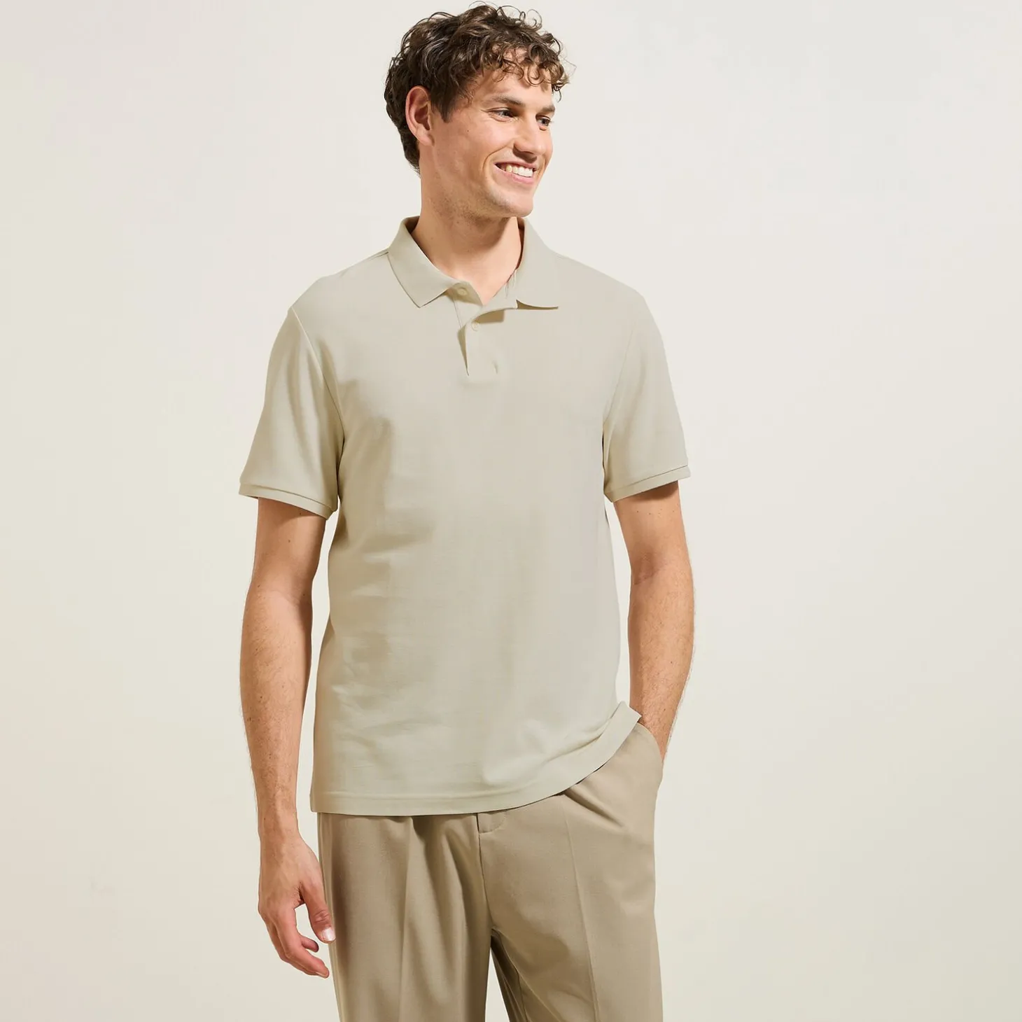 Smart Casual | Polo-Jules Polo manches courtes uni piqué Beige