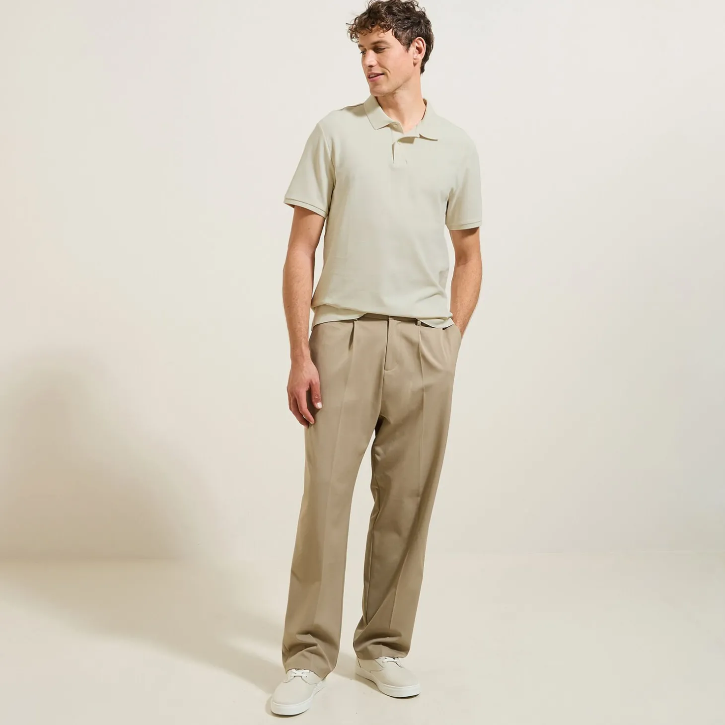 Smart Casual | Polo-Jules Polo manches courtes uni piqué Beige