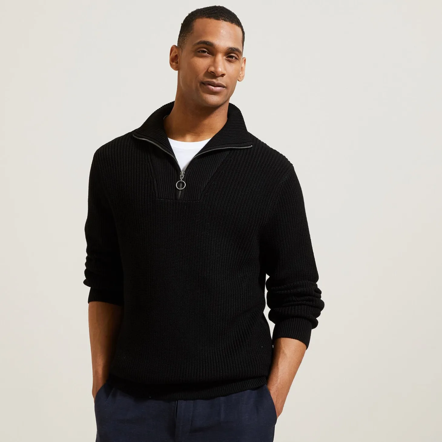 Smart Casual | Pull-Jules Pull col camionneur en côte Noir