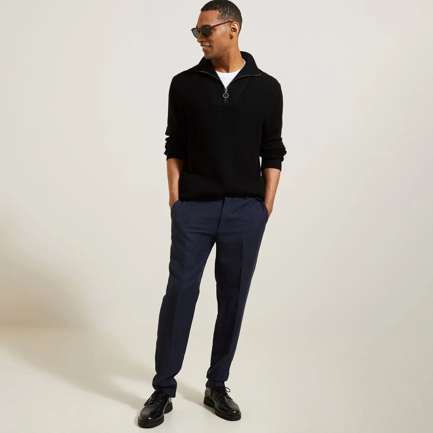 Smart Casual | Pull-Jules Pull col camionneur en côte Noir