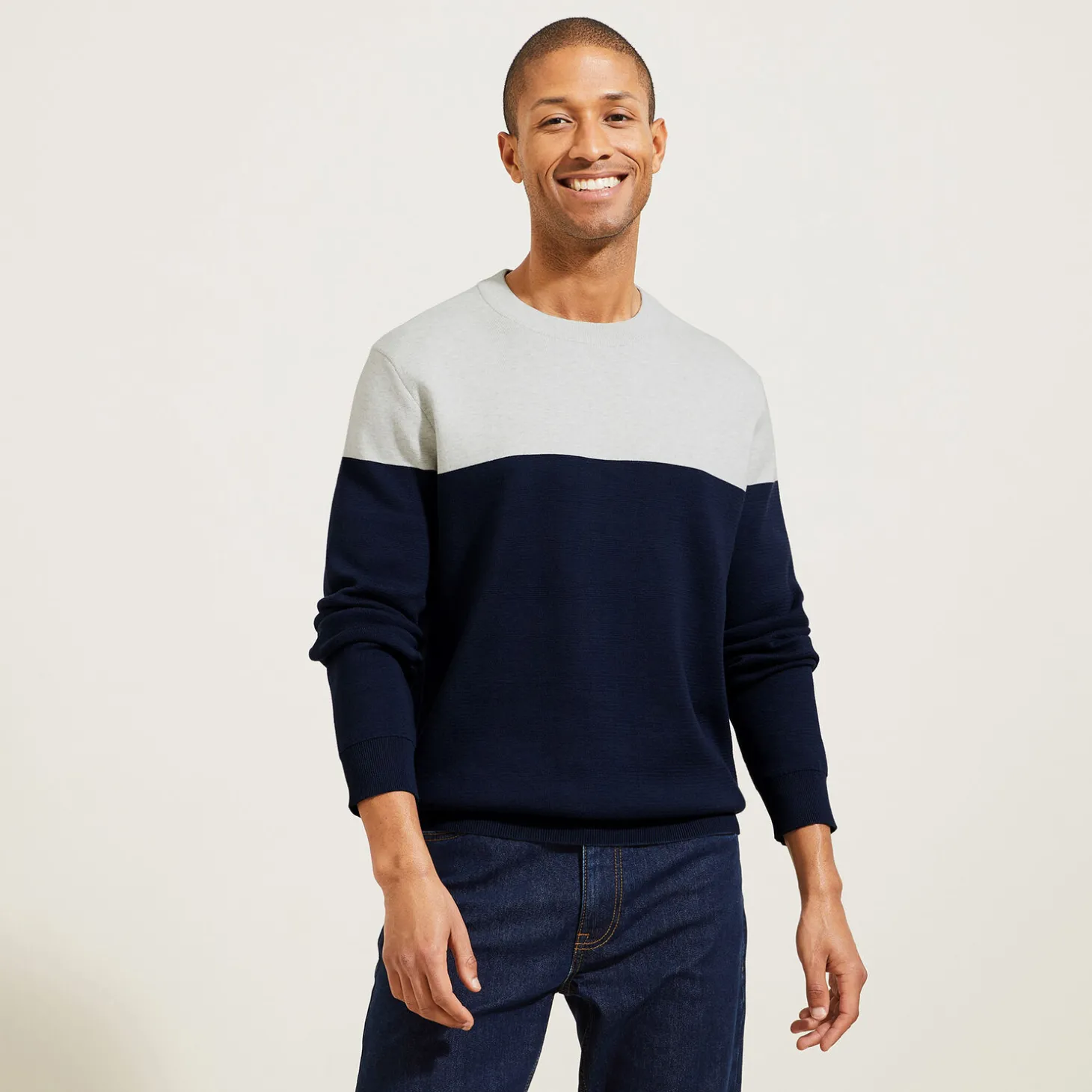 Pull-Jules Pull col rond colorblock Bleumoyen