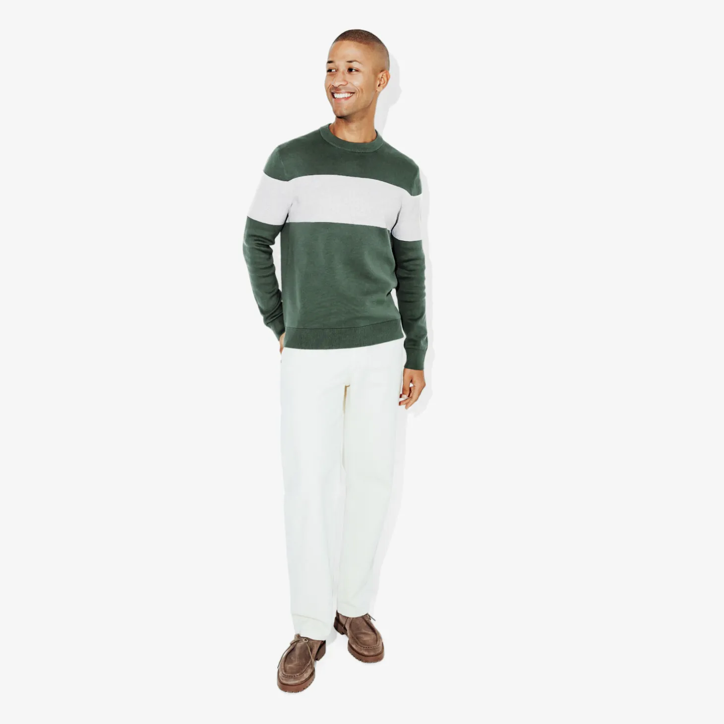 Pull-Jules Pull col rond colorblock  Vert