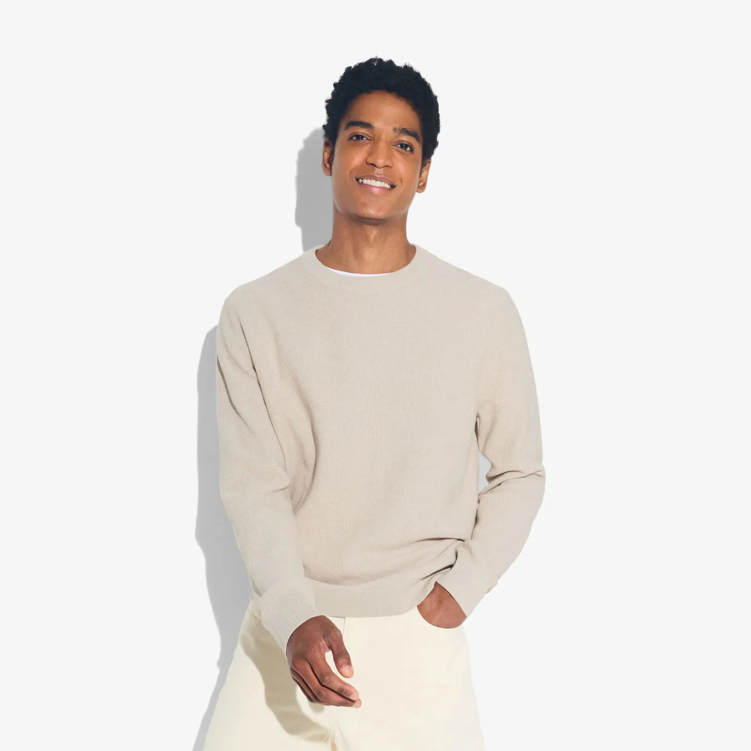 Pull-Jules Pull col rond jeux de points Beige