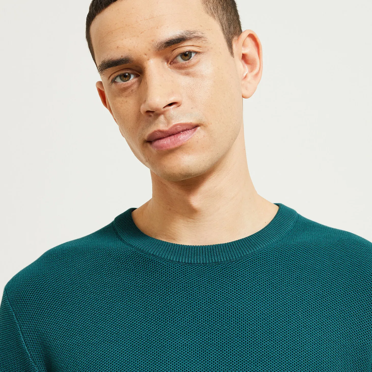 Pull-Jules Pull col rond micro alvéole Vert