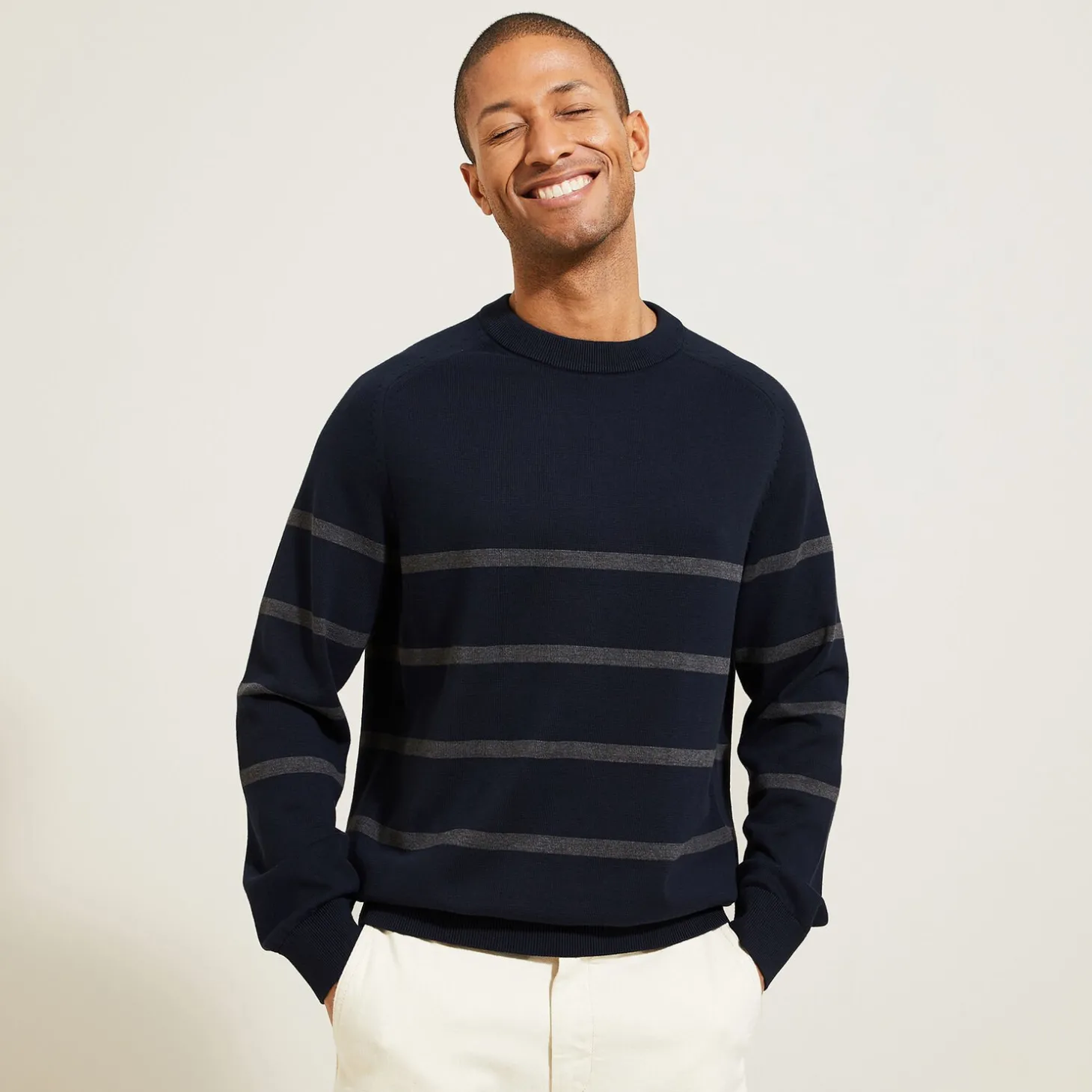 Smart Casual | Pull-Jules Pull col rond rayé Bleumoyen