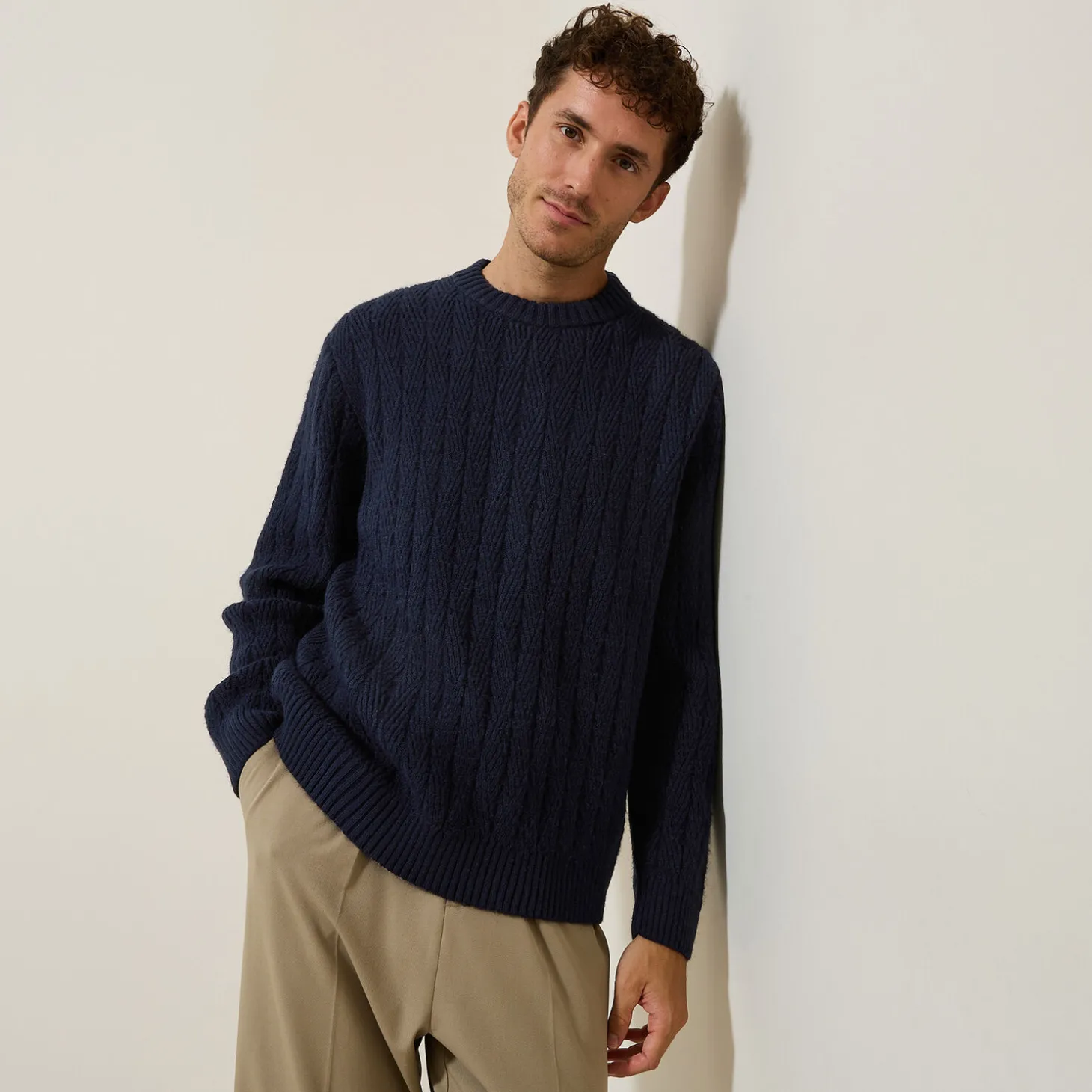 Pull-Jules Pull col rond torsade Bleu