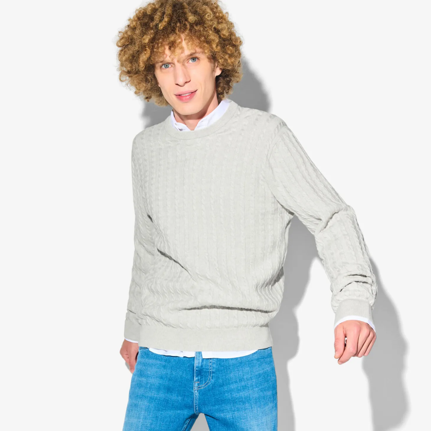 Pull-Jules Pull col rond torsade Ecru