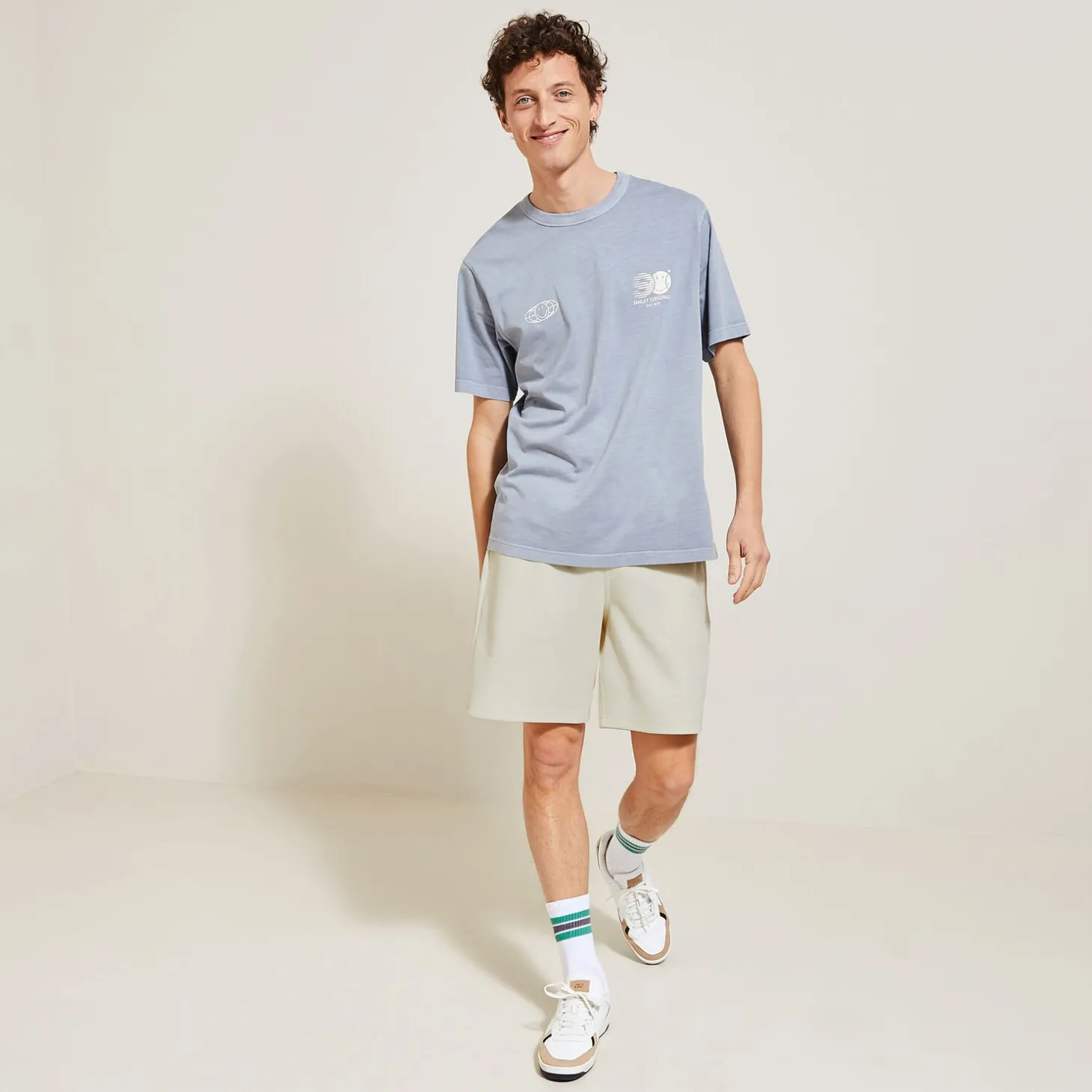 Short & Bermuda-Jules Short en molleton Smiley® Originals Ecru