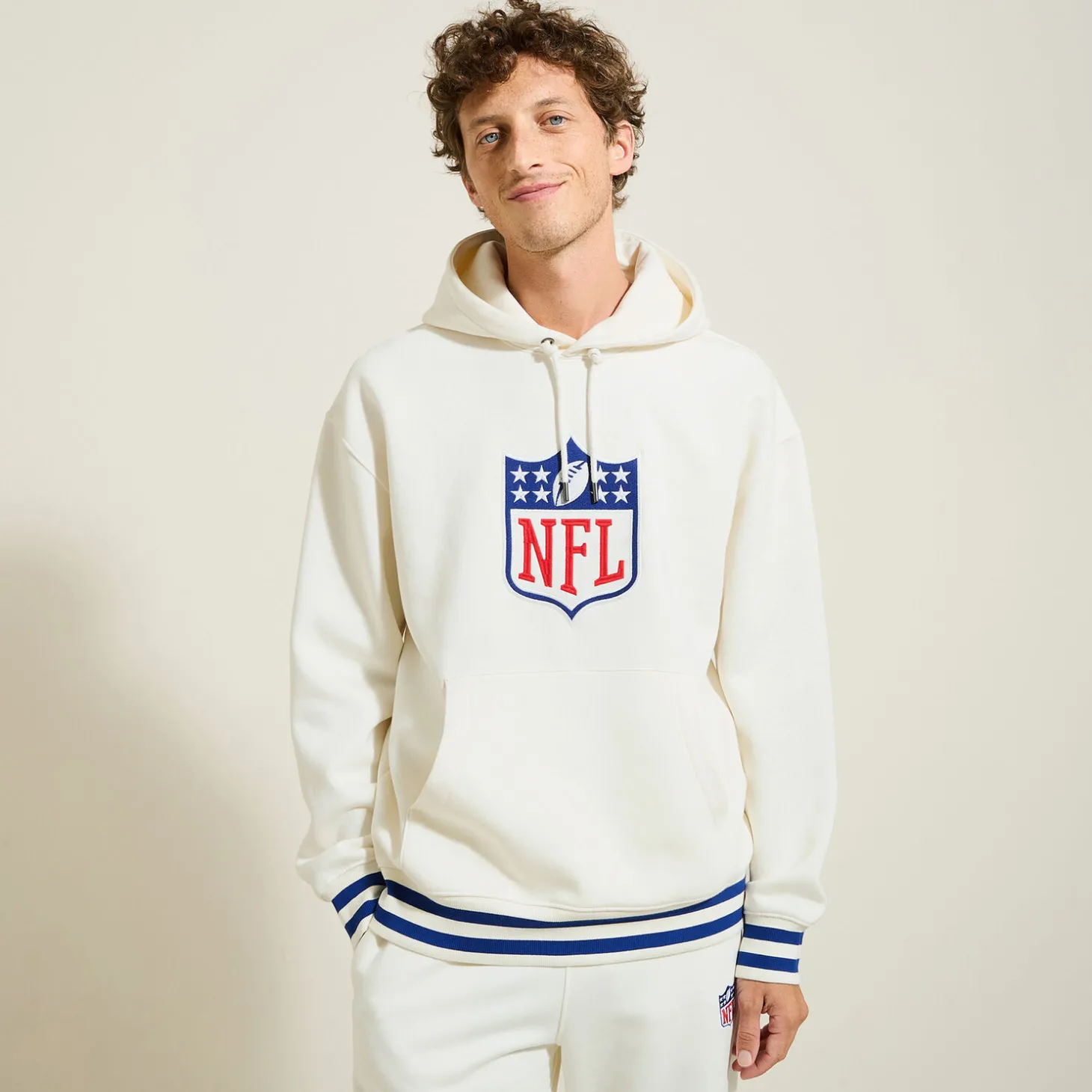 Sweat-Jules Sweat à capuche licence NFL Ecru