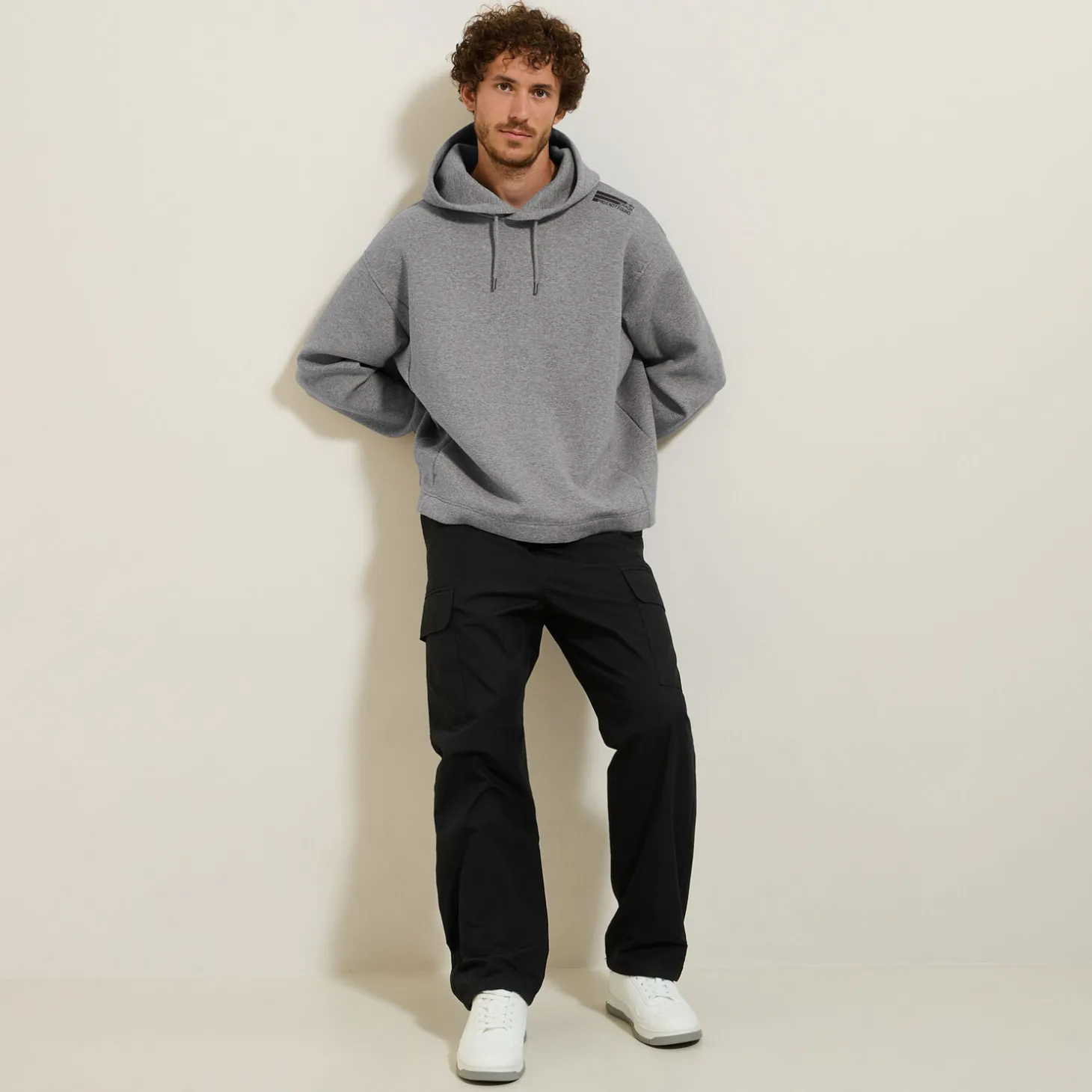 Sweat-Jules Sweat à capuche oversize bas droit gris