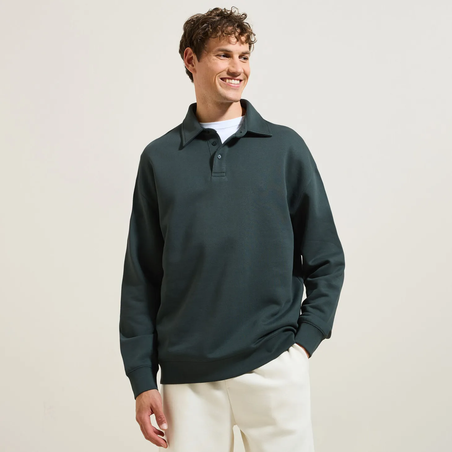 Polo | Sweat-Jules Sweat col polo relax uni Vert