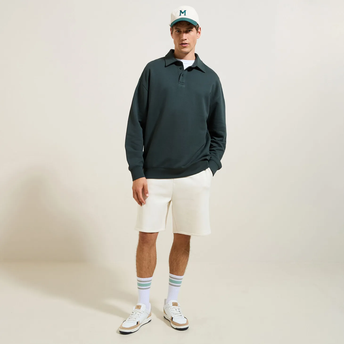 Polo | Sweat-Jules Sweat col polo relax uni Vert