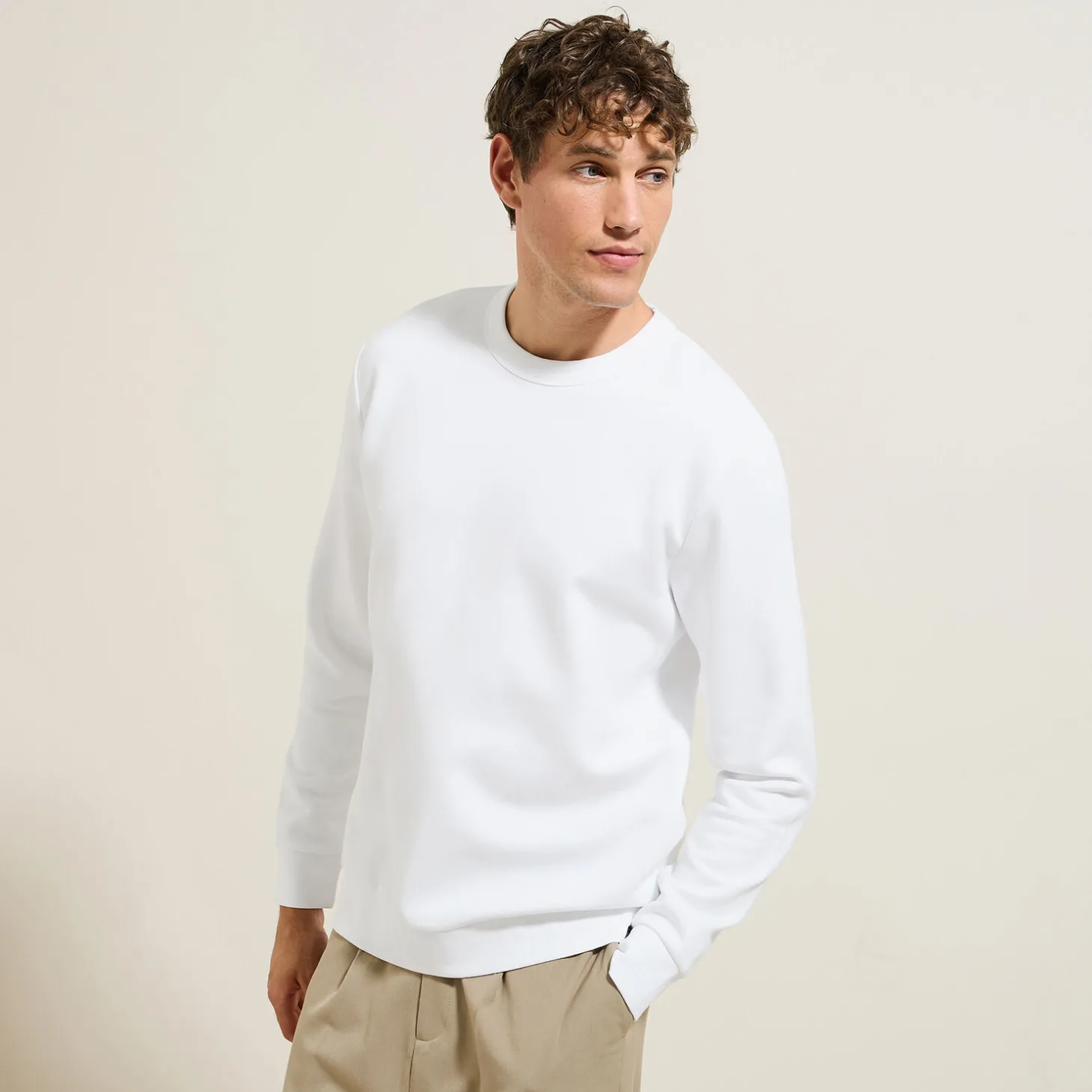 Sweat-Jules Sweat col rond uni Blanc