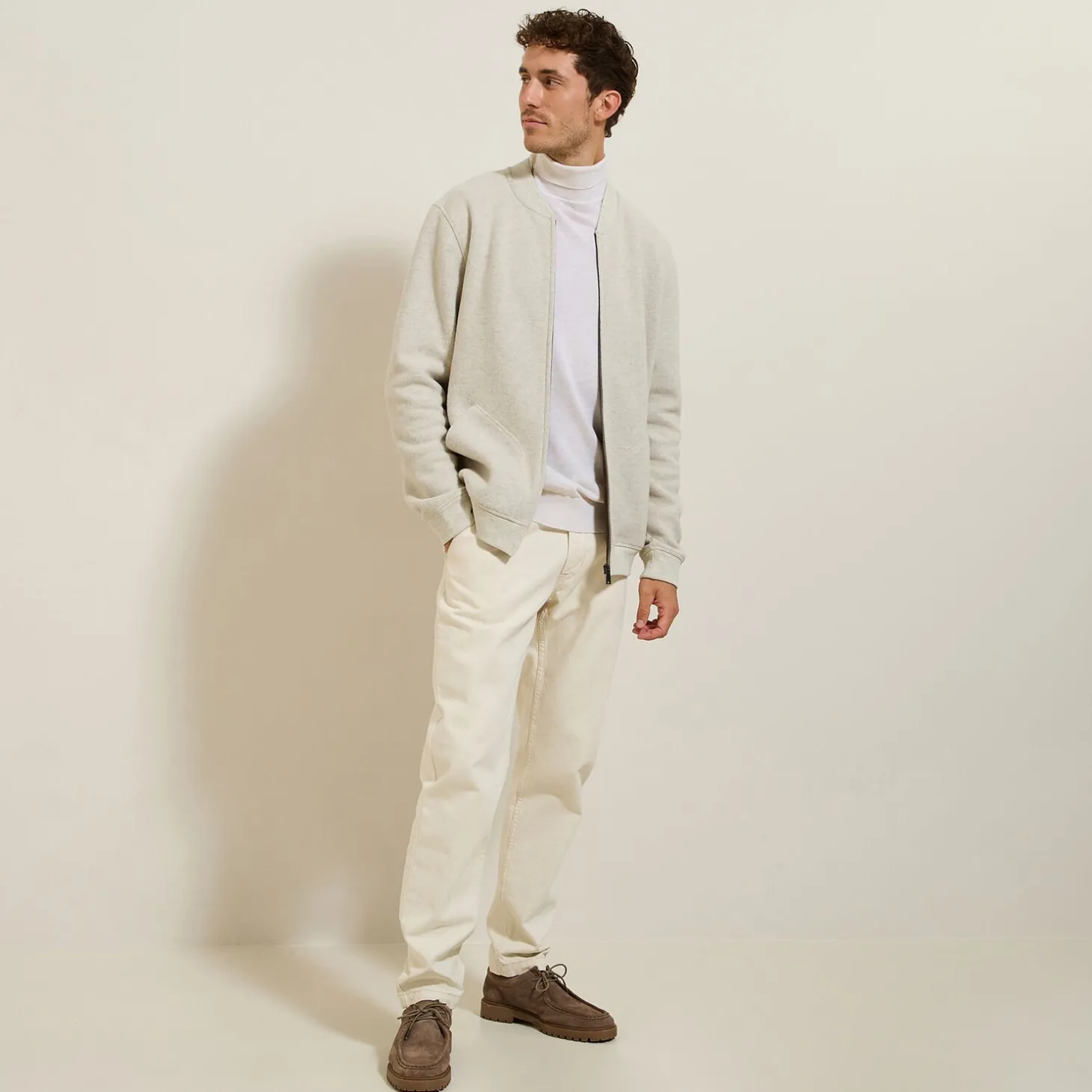 Smart Casual | Sweat-Jules Sweat en maille zippé Beige