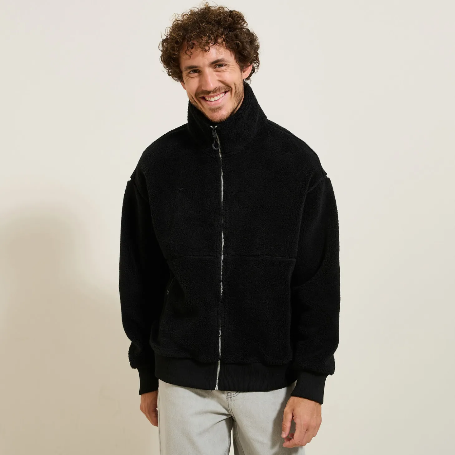 Sweat-Jules Sweat zippé en sherpa Noir