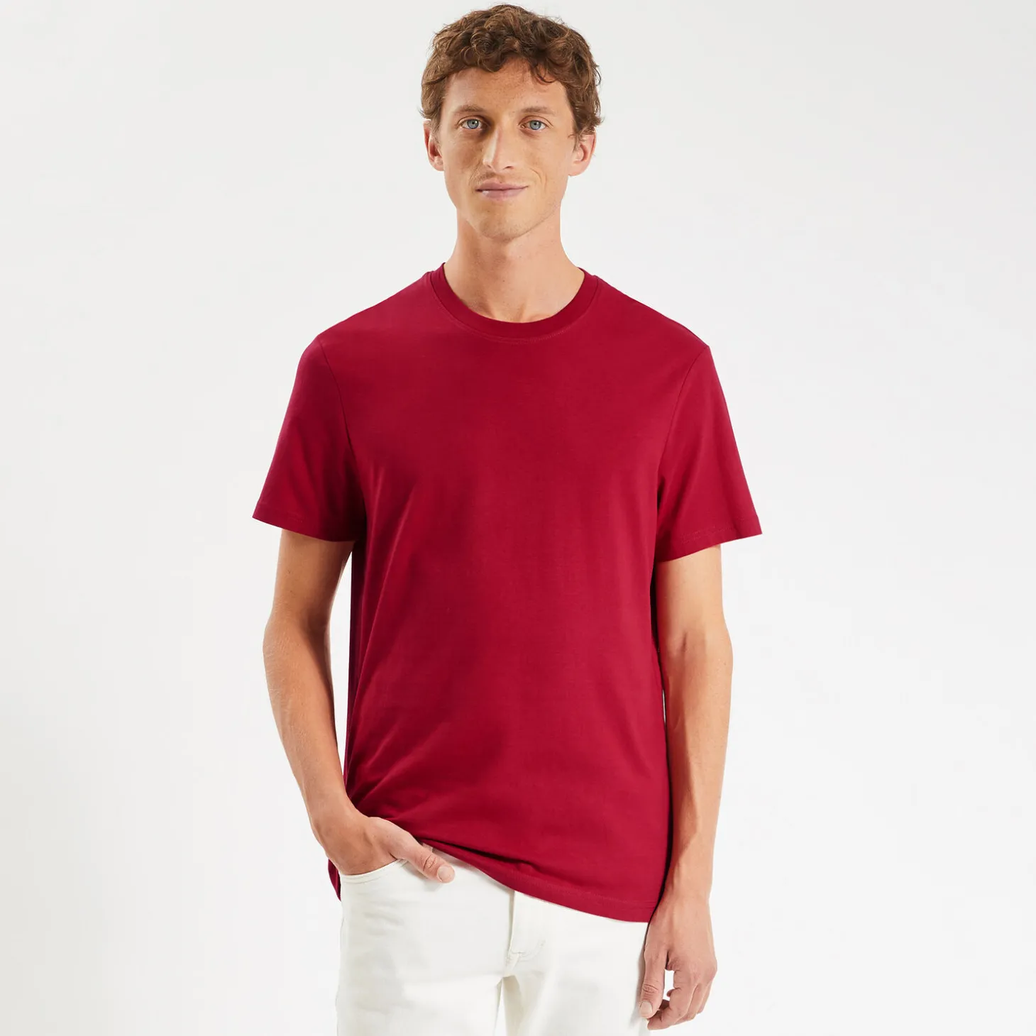 T-shirt-Jules Tee shirt basique uni RougeMoyen