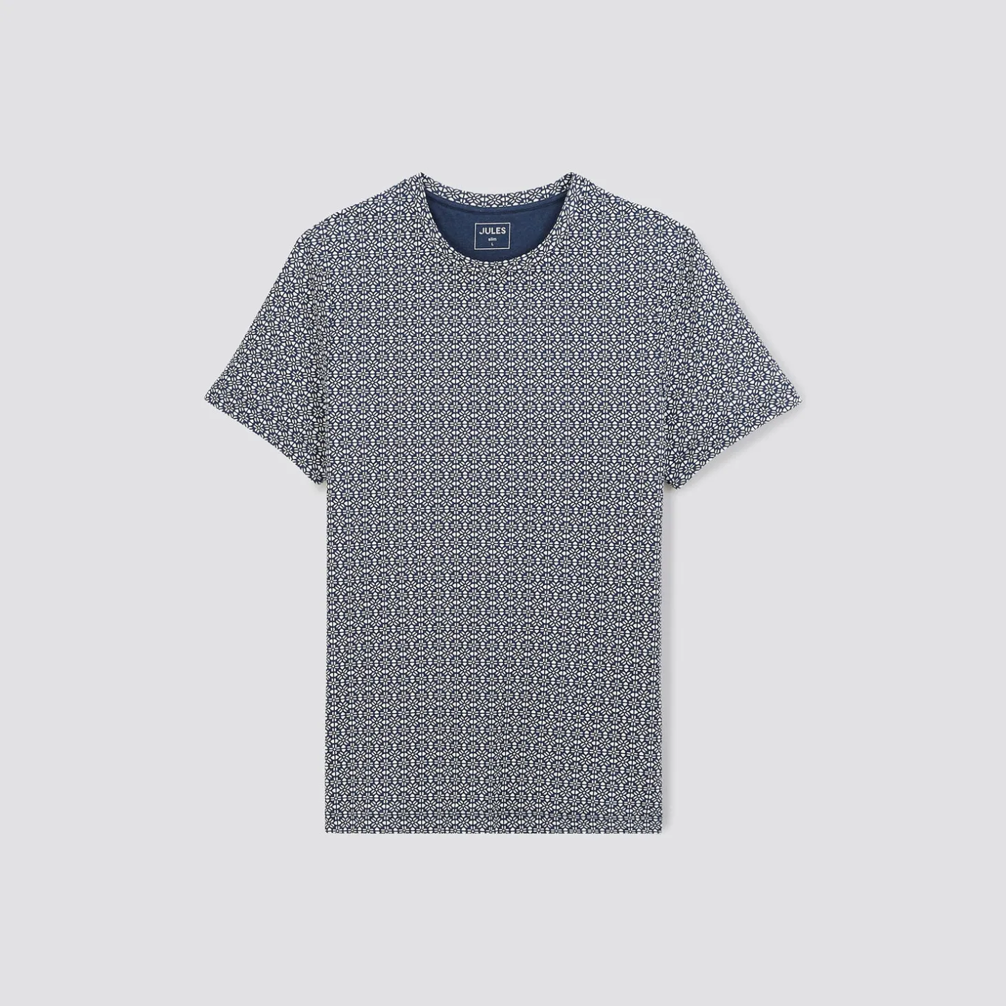 T-shirt-Jules Tee shirt coton/lin imprimé Bleufoncé