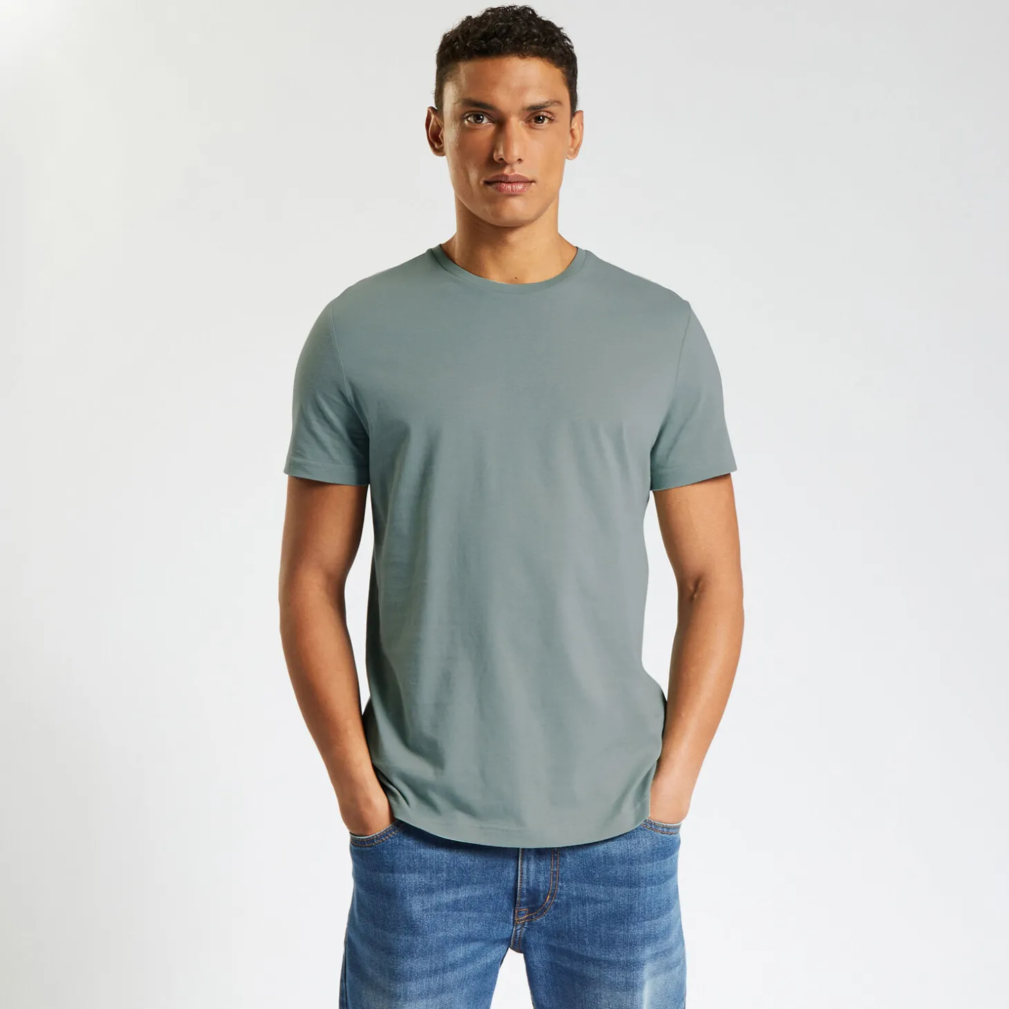 T-shirt-Jules Tee shirt en coton col rond basique Vert