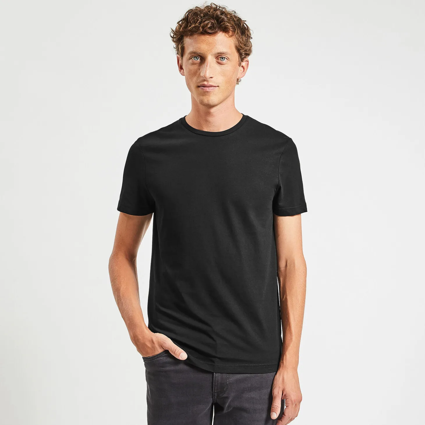 T-shirt-Jules Tee shirt en coton col rond basique Noir