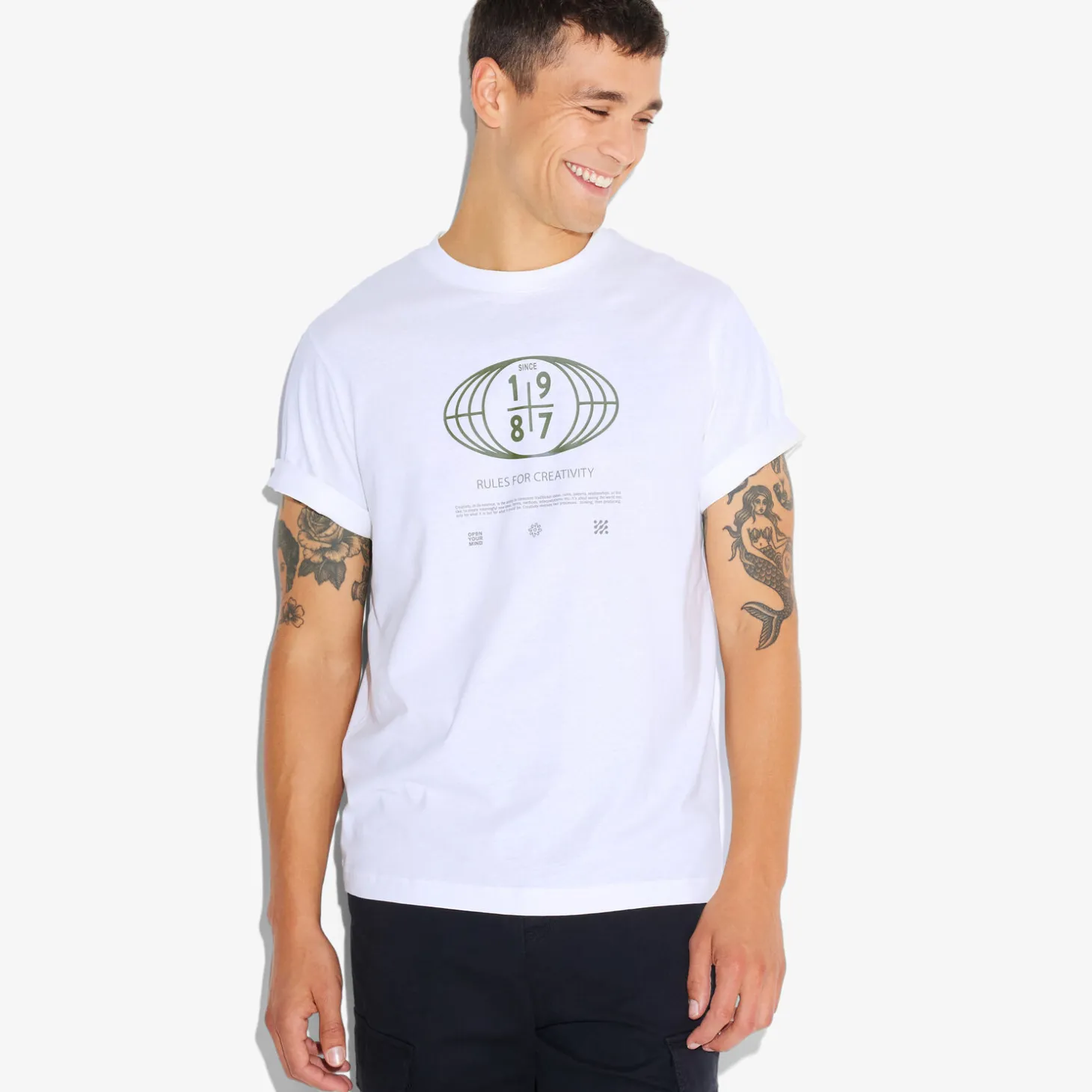 T-shirt-Jules Tee shirt imprimé col rond Blanc