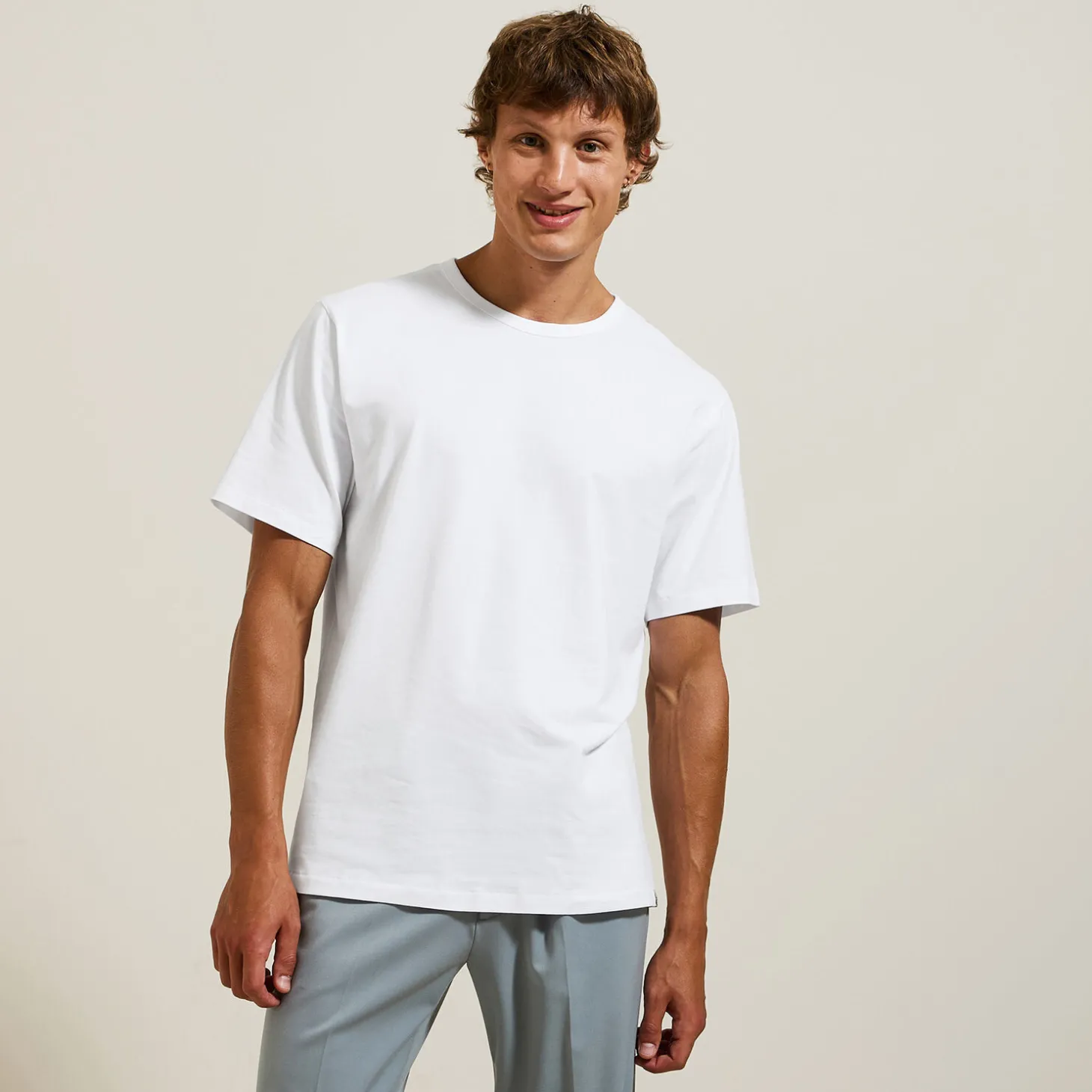 T-shirt-Jules Tee shirt matière douce col rond Blanc