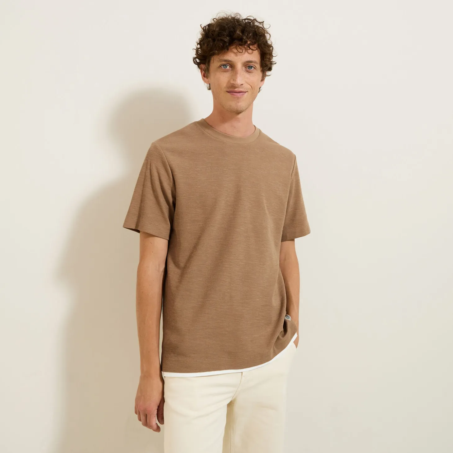 T-shirt-Jules Tee shirt matière reliéfée Camel