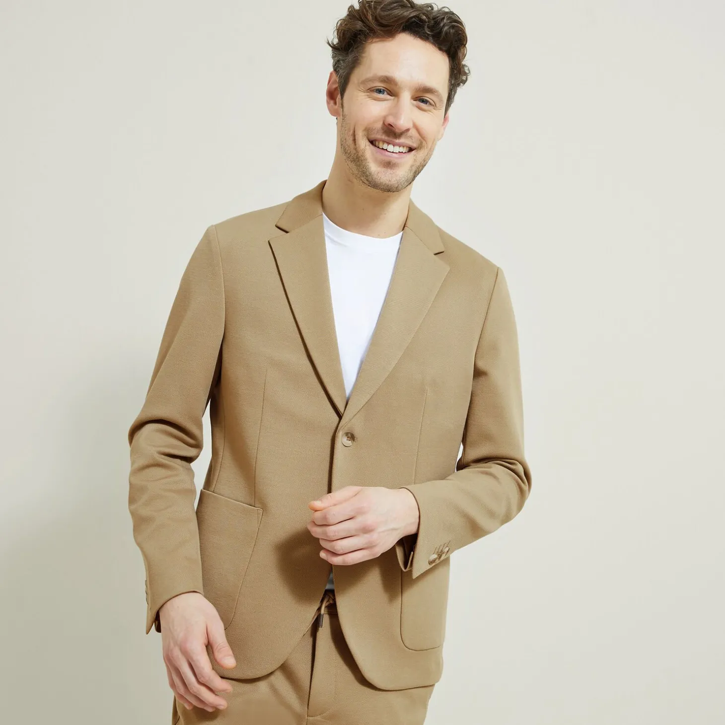 Collection Mariage | Veste De Costume & Blazer-Jules Veste slim en maille Beige